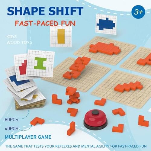 Shape Shift Brain Training Wooden Board Education Toys Logical Thinking Puzzles Multiplayer Mind Agility Game Interactive Toy