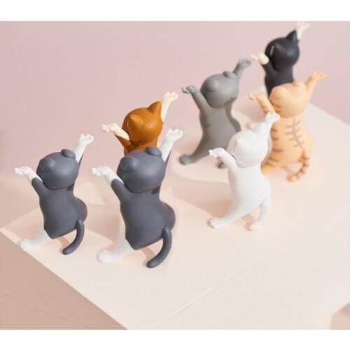 Cute Cats Pen Holder Funny Cat Doll Ornaments Plastic Crafts Earphone Support For Airpods Gift Home Table Decoration Accessories