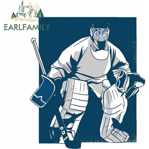 EARLFAMILY 13cm x 11.2cm for Ice Hockey Goalkeeper Decal Trunk Camper Windshield Creative VAN Car Stickers Refrigerator Graphics