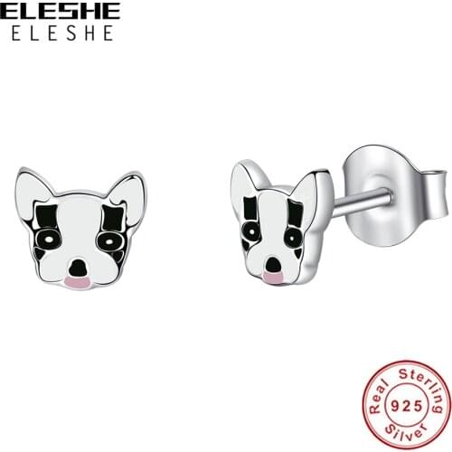 ELESHE Fashion Jewelry 925 Sterling Silver Dog Animals Earrings For Women Wedding Earrings Cut Dog Earrings Wholesale