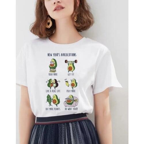 Avocado Tshirt Cartoon Cute Women Tshirt Tops Summer Fashion Female Harajuku Tee Shirts Casual Kawaii Tops Tee Femme