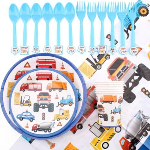 Engineering Car Theme Party Birthday Party Decorations Kidsbirthday Decoration Baby Shower Disposable Tableware Party Supplies