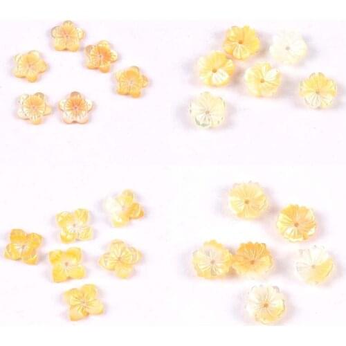 5Pcs Flower Texture Curved Yellow Mother Of Pearl Natural Shell For Jewelry Making Craft Diy Charms Earring Accessories 8-24.5mm