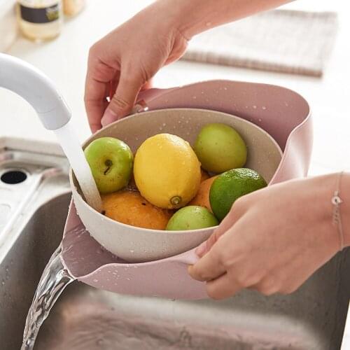 New Double Drain Rice Washing Colander Basket Kitchen Strainer Noodles Vegetables Fruit Washing Basket For Rice Bowl Washing