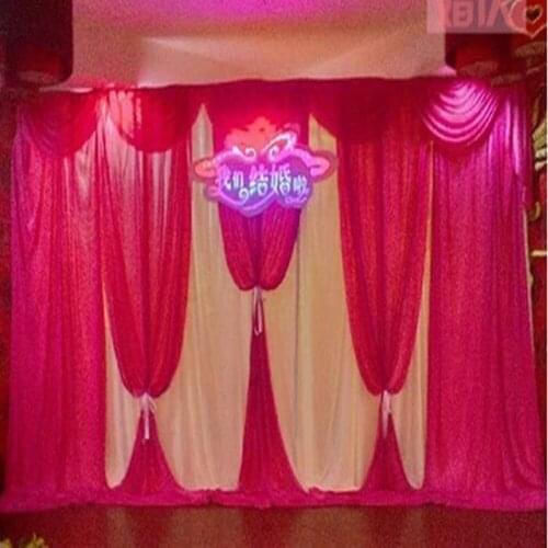 The red Wedding arrangement stage curtain 3mx6m background marriage background Wedding backdrop free shipping