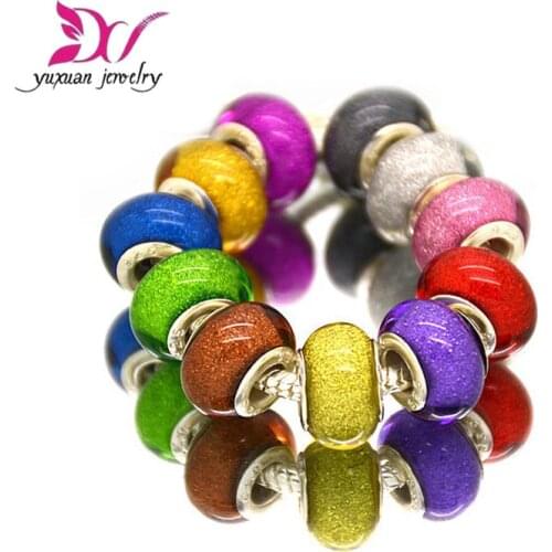 11 Dreamy colors Round Plastic Resin Acrylic Beads Charms Big Hole for aodora European DIY Jewelry Bracelet Bangle berloque