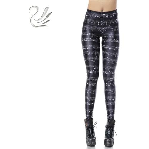 Fashion High Waist Legins Music Note Sheet Digital Leggins Printed Women Leggings Women Pants