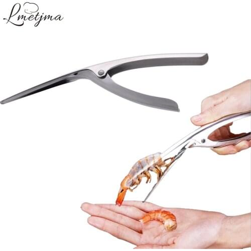 LMETJMA Shrimp Peeler Stainless Steel Prawn Peeler Shrimp Peeling Deveiner Seafood Shell Prawn Shrimp Curved Peeler KC0037