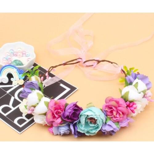 Miss Cute Flower Garland Headgear Hair Loop Seaside Holiday Headband Photography Bride Bridesmaid Head Ribbon Hairbands Accessor