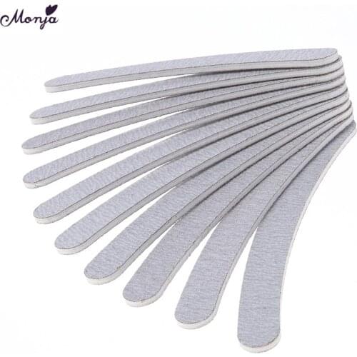 Monja 10pcs/set Nail Art Grey Acrylic Nail Files Grit 80/100 Sanding Paper Remover Polishing Buffing Buffer Files Manicure Tools