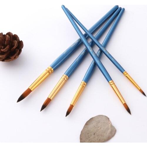 Hot 5Pcs Artist Painting Tool Wooden Brushes Set for Oil Watercolor Acrylic Drawing Brushes Set Tool