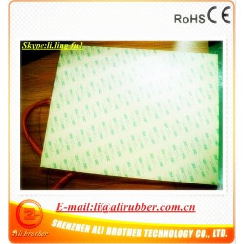 Silicone Rubber 3D Printer Heater 220v 1200w 400*500*1.5mm adhesive 1face 100k thermistor 1000mm lead come out from short side