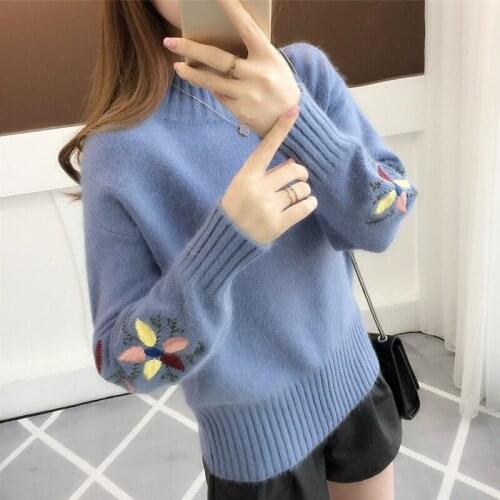 New 2019 Autumn Winter High Quality Womens Sweaters Tops Pullovers Korean Minimalist Sweet Style Elegant Casual Solid SYX012