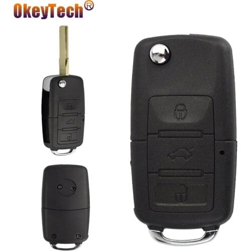 OkeyTech 3 Button Original Key Flip Car Key Shell For V W Golf Touran Bora Octavia Passat Polo Ibiza Leon Auto Key Case Cover