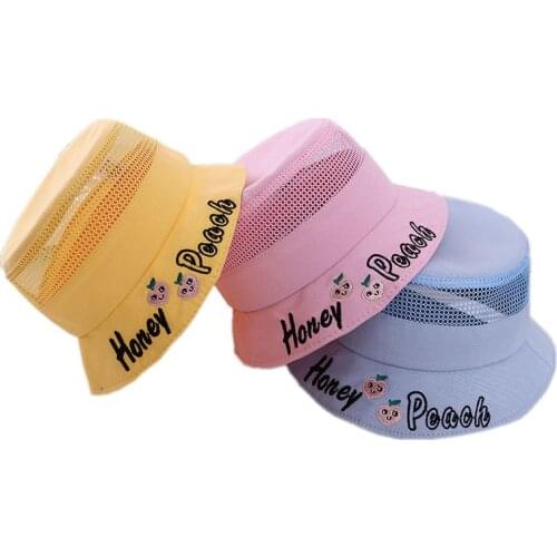 Baby Bucket Hat for Children Cap Baby Boy Hat Newborn Girl Hats Summer Letter Mesh Cap Kids Sunhat Toddler Girl Outdoor Visor