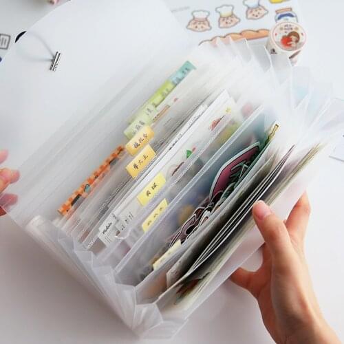 13 Pockets Plastic Wallet Document Bag Scrapbooking Materials File Folder Organizer for Journal Planner Sticker Washi Tape