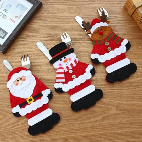 Portable Tableware bag Christmas cutlery set bag Dinner Set Travel packaging decor storage box Dinnerware picnic fork spoon bag