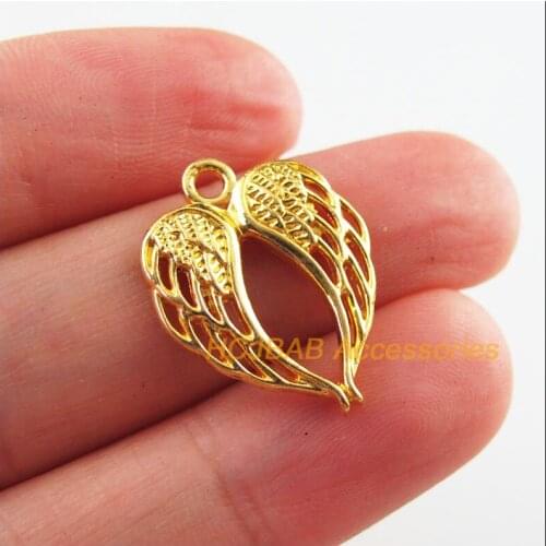 25Pcs Gold Plated Retro Animal Wings Charms Pendants 17x21.5mm