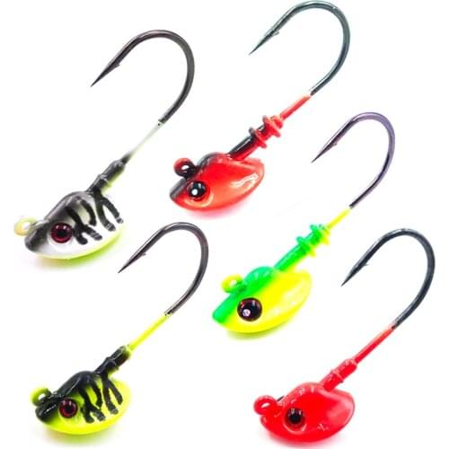 OBSESSION Multicolor lead jig head barbed single hooks 7g 10g 14g 18g 5pcs 1bag metal hard jigs Crankbaits fishing hooks tackles