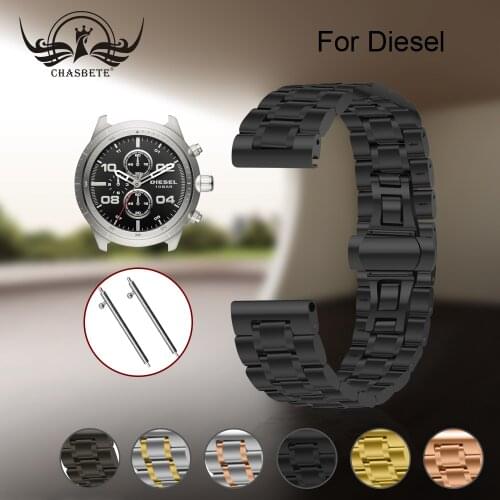 For Diesel Watch Band 20mm/ 22mm Black Silver Hight Quality Stainless Steel Watchband Stainless Stell Deployment Clasp 5 links