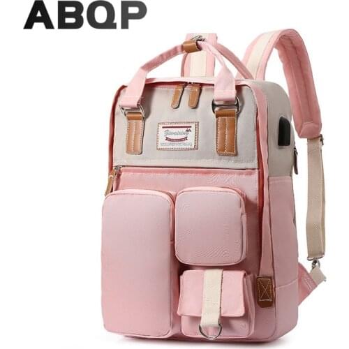 ABQP 15.6" Laptop Backpack For Women Nylon Anti Theft Travel Working Womens Backpack Bags Large Capacity School Girls Backpack