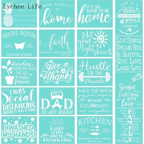 Lychee Life Give Thanks Self-Adhesive Silk Screen Printing Stencil Mesh Transfers For T-Shirt Pillow Diy Handmade Crafts