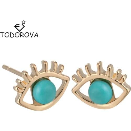 Todorova Cool Blue Eye New Year Stud Earrings for Women Christmas Gift Simple Minimal Jewelry Cheap Summer Style
