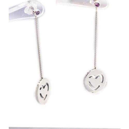 Genuine 925 Sterling Silver Earrings Pure Love Dangle Earrings for Women DIY Making Fashion Jewelry berloques brincos kralen