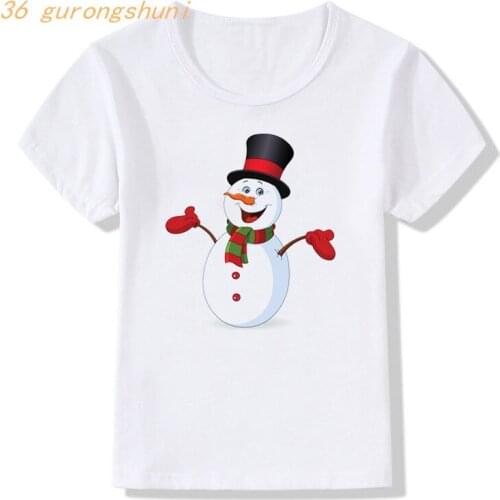 Sport boy t shirt for girls tops children clothing cute kawaii make a snowman print graphic tee kids clothes girls 8 to 12 boys