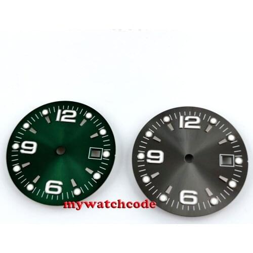 31.5mm Bliger green/grey wtach dial date window luminous fit for ETA 2836 MIYOTA 8215 8205 automatic movement mens watch