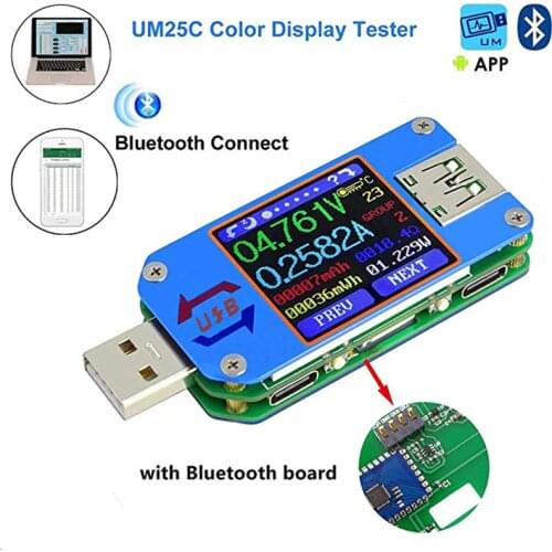 RD UM25 UM25C Voltage Tester USB 2.0 Bluetooth Meter Type-C Current USB Power Meter 1.44 Inch Color LCD Multimeter Voltage Meter