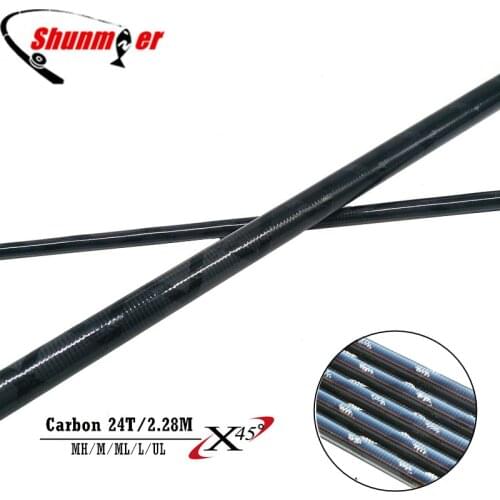 SUNMILE 2 Set 2.28M 2Sections L/ML/M/MH 24T Fast Action Carbon Fishing Rod Blank DIY Pole Repair Olta Carbon Fiber Rod Pesca