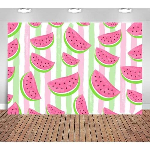 Summer Watermelon Backdrop Vinyl Fruit Shop Infant Toddle Newborn Baby Portrait Photography Background Kids Birthday Party
