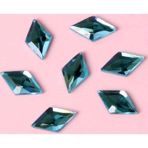 High grade jewelry accessories lake blue rhombus flat back glass crystal Rhinestones DIY nail art and wedding dress 50pcs/pack
