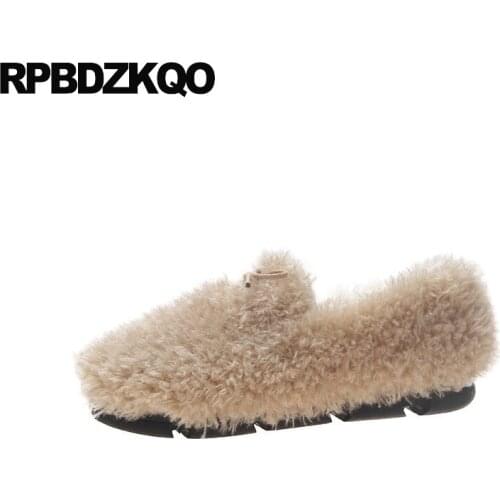 Winter shallow chinese fur slip on designer bow round toe flats casual comfortable cheap shoes china women 2019 latest ladies