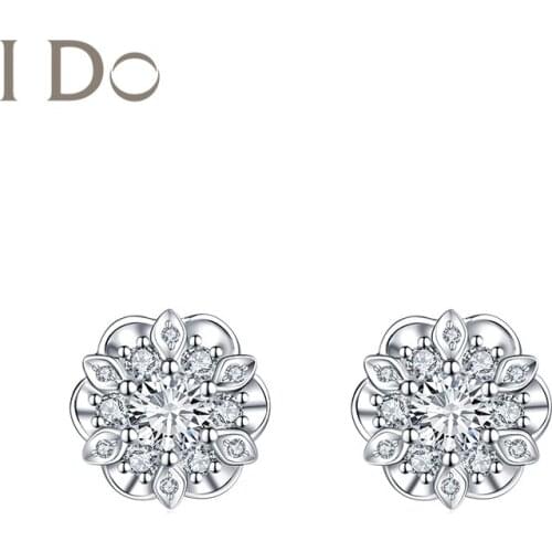 I Do Snowflake Series 18 K Gold Genuine Diamond Earring Fine Jewelry Natural Diamond Love Gift Snowflake Earring Jewelry