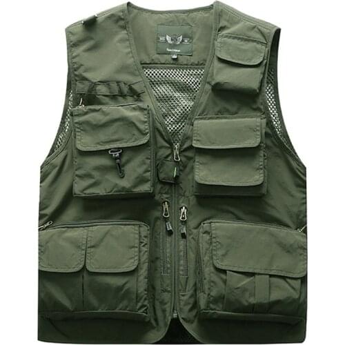 Outdoor Mens Tactical Fishing Vest Jacket Man Safari Jacket Multi Pockets Sleeveless Travel Jackets 5XL 6XL 7XL