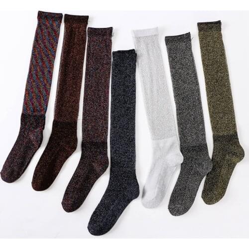 Gold Silver Bling Bling Women Socks Fashion Original Brand Design Glitter Shining Socks High Quality Christmas New Year gifts