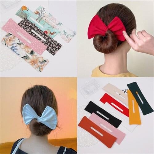 1PCS Elegant French Womens Bowknot Printed Donut Twisting Hairpin Magic Twist Clip Girl Hair Accessories Rotating Hairband Tool