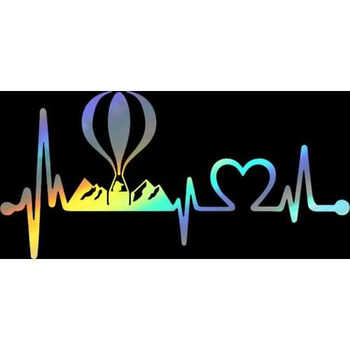 16*7.7cm Hot air balloon Heartbeat lifeline Fashion Cartoon Car Sticker Window Decoration Vinyl Decals Car Acessories