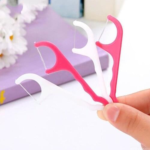 20Pcs/Pack Disposable Dental Floss Picks Sticks Interdental Brush 2 In 1 Plastic Toothpick Cleaning Mouth Oral Care Hygiene