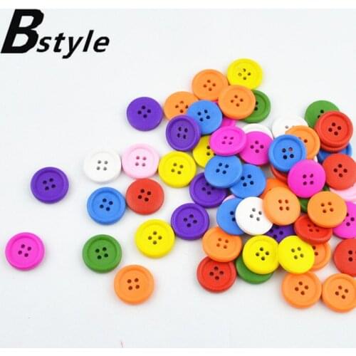 300pcs mixed color 20mm 4 hole wooden button Decorative Accessories