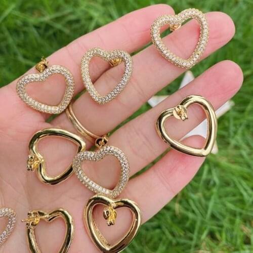 5 Pairs Heart Stud earrings Zircon stud earrings Heart earrings women jewelry Gold color stud earrings jewelry 51472
