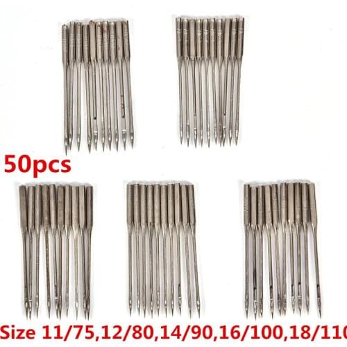 50Pcs Household Sewing Machine Needles 11/75,12/80,14/90,16/100,18/110 Home Sewing Needle DIY Sewing Accessories