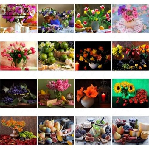 Diamond Painting Decoration Diy Handmade Painting By Numbers Modern Gourmet Grape Lily Sunflower Picture Home Art Wall Decor