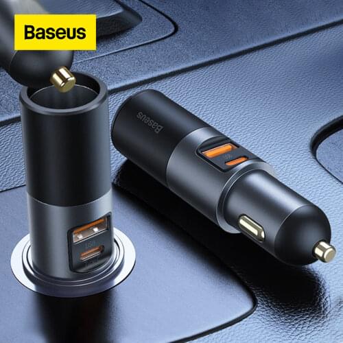 Baseus Car Splitter Cigarette Lighter Socket QC 4.0 3.0 PD PPS 120W Type C Fast Charge Dual USB Car Charger Adapter