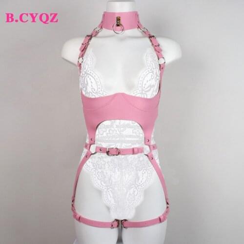 B.CYQZ Leather Harness Women Full Body Bondage Belt Gothic Garter Chest Strap Set Adjustable Suspender Sexy Lingerie Underwear