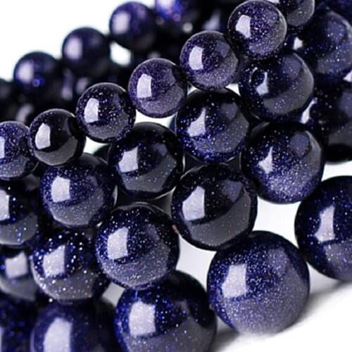 4mm 6mm 8mm 10mm Natural Stone Beads Blue Sand Beads Round Loose Stone Beads For Jewelry Making DIY Bracelet Necklace