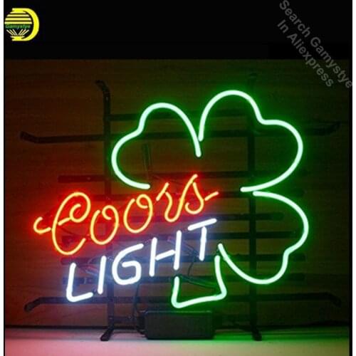 Coors Light Shamrock Neon Sign Real Glass Tubes Neon Light Sign Beer Bar Pub Sign Excellent Unique Handicraft custom neon lights