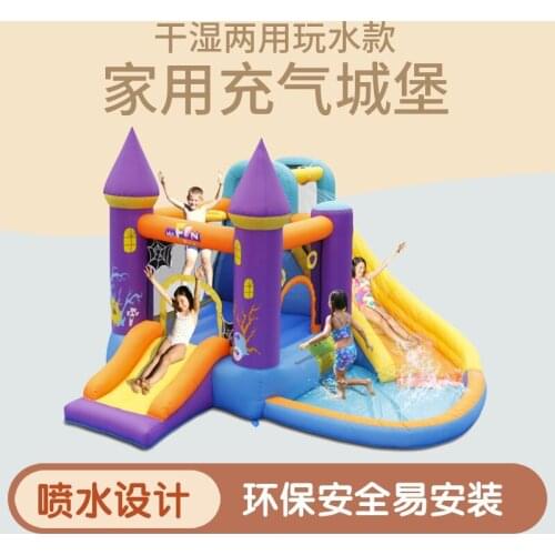 PVC bouncy castle with water pool kids inflatable jumping trampoline & slide child summer water play equipment for backyard